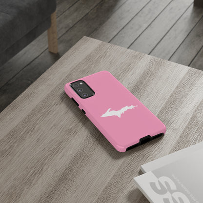 Michigan Upper Peninsula Tough Phone Case ('67 Caddie Pink w/ UP Outline) | Samsung & Pixel Android