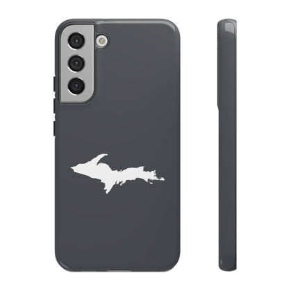 Michigan Upper Peninsula Tough Phone Case (Iron Ore Grey w/ UP Outline) | Samsung & Pixel Android