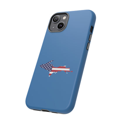 Michigan Upper Peninsula Tough Phone Case (Lake Superior Blue w/ UP USA Flag Outline) | Apple iPhone