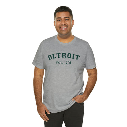 'Detroit EST. 1701' T-Shirt (Laconic Green Ballpark Font) | Unisex Standard