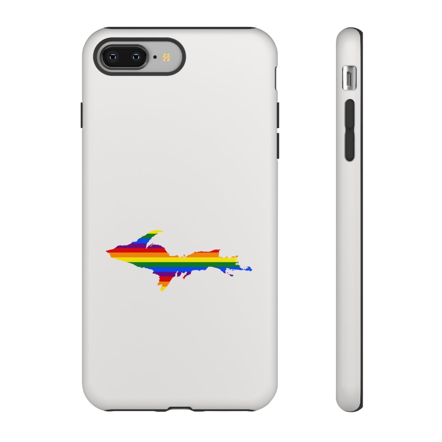 Michigan Upper Peninsula Tough Phone Case (Birch Bark White w/ UP Pride Flag Outline) | Apple iPhone