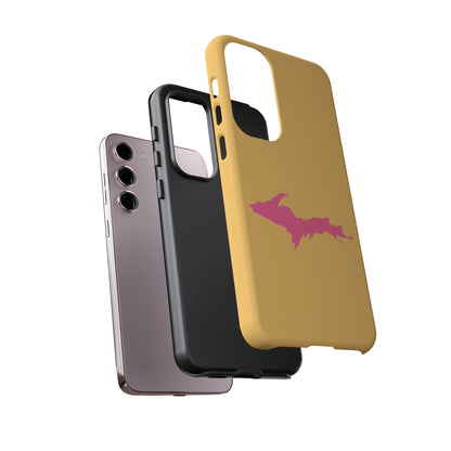 Michigan Upper Peninsula Tough Phone Case (Citrine w/ Pink UP Outline) | Samsung & Pixel Android