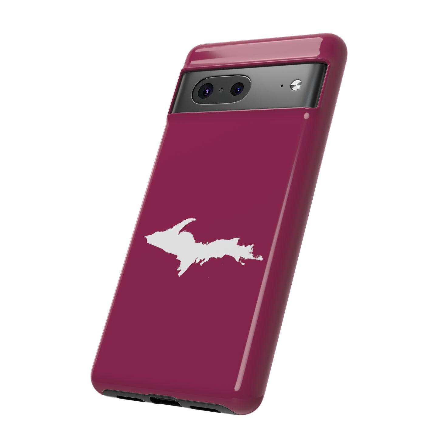 Michigan Upper Peninsula Tough Phone Case (Ruby Red w/ UP Outline) | Samsung & Pixel Android