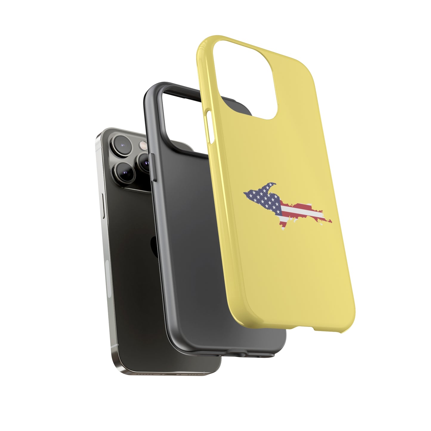 Michigan Upper Peninsula Tough Phone Case (Yellow Cherry Color w/ UP USA Outline) | Apple iPhone