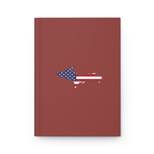 Michigan Upper Peninsula Hardcover Journal (w/ UP USA Flag) | Ruled - Ore Dock Red