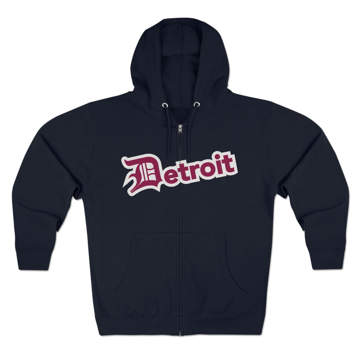 'Detroit' Hoodie (Ruby Red w/ Old English 'D') | Unisex Full Zip