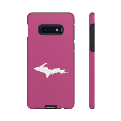 Michigan Upper Peninsula Tough Phone Case (Apple Blossom Pink w/ UP Outline) | Samsung & Pixel Android