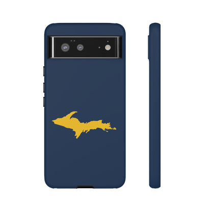 Michigan Upper Peninsula Tough Phone Case (Navy w/ Gold UP Outline) | Samsung & Pixel Android