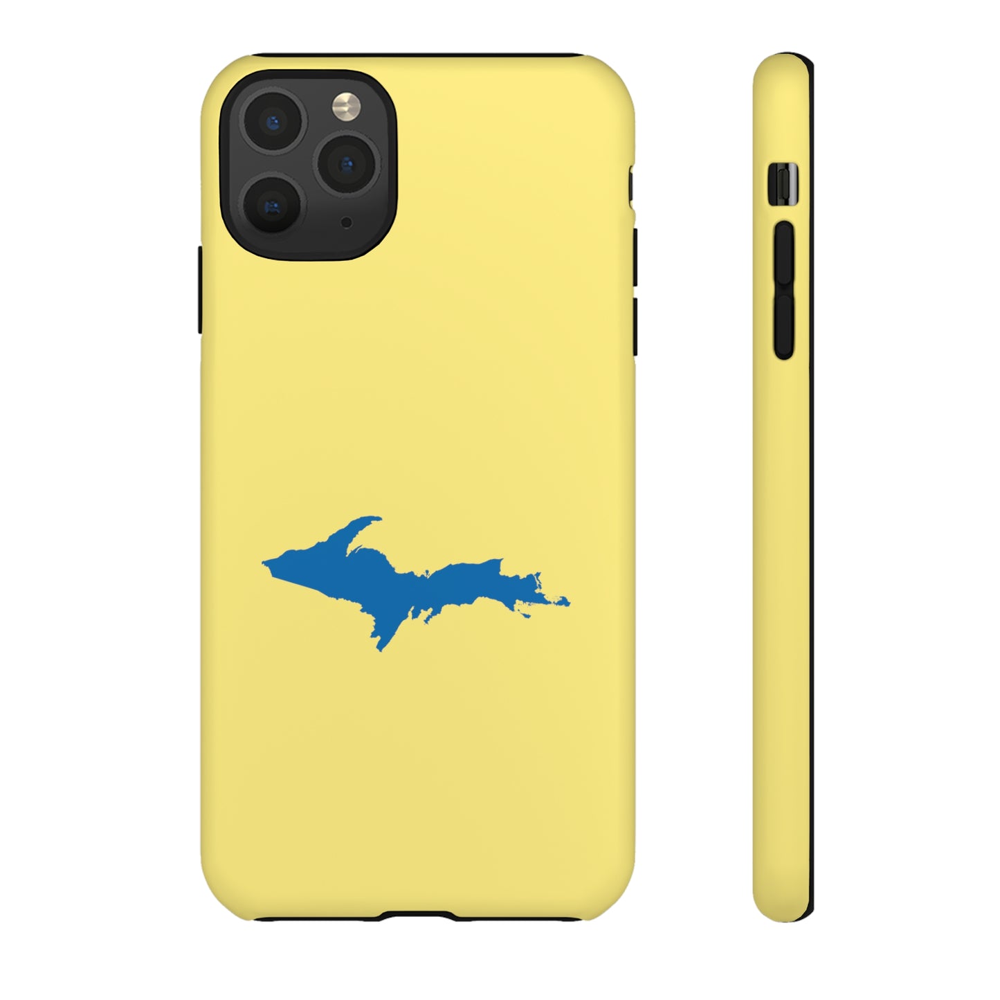 Michigan Upper Peninsula Tough Phone Case (Yellow Cherry Color w/ Azure UP Outline) | Apple iPhone