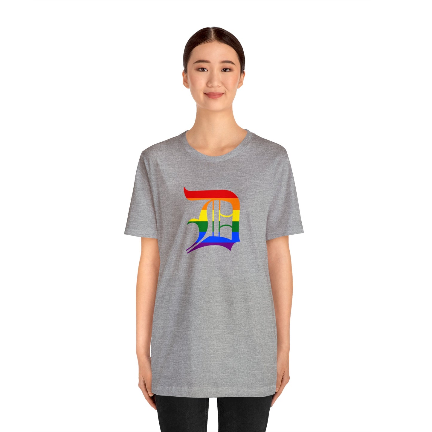 Detroit 'Old English D' T-Shirt (Rainbow Pride Edition) | Unisex Standard