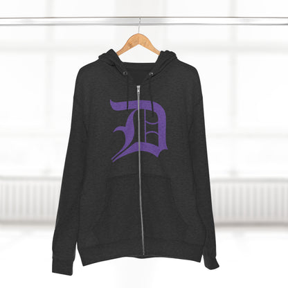 Detroit 'Old English D' Hoodie (Full-Body Lake Iris) | Unisex Full Zip