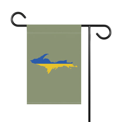 Michigan Upper Peninsula Home & Garden Flag (w/ UP Ukraine Flag) | Beachgrass Green