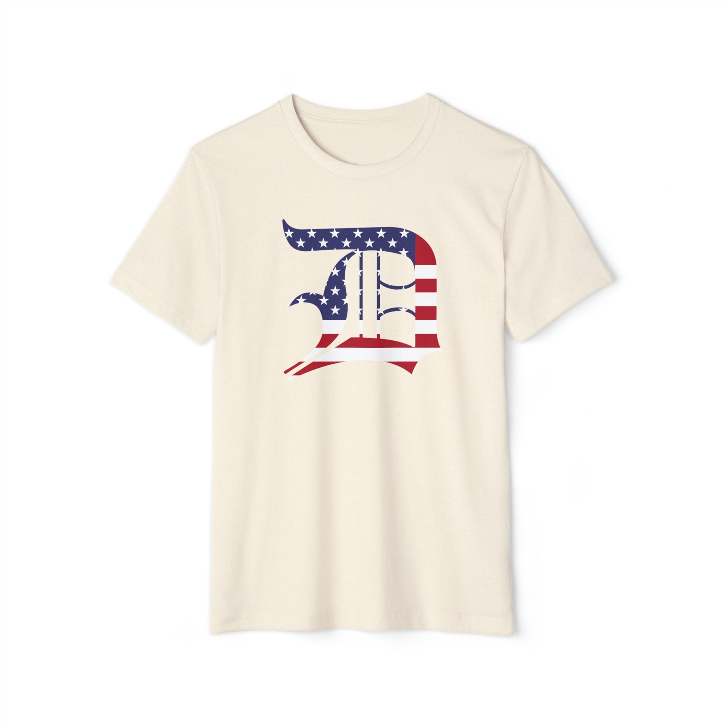 Detroit 'Old English D' T-Shirt (Patriotic Edition) | Unisex Recycled Organic