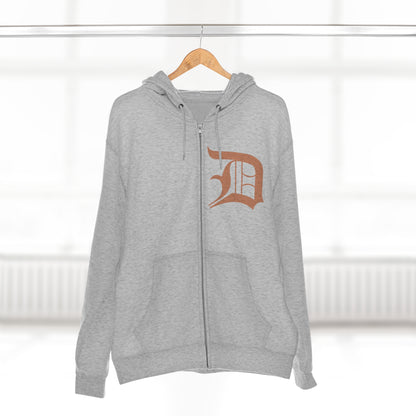 Detroit 'Old English D' Hoodie (Copper Color) | Unisex Full Zip