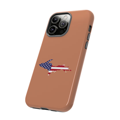 Michigan Upper Peninsula Tough Phone Case (Copper Color w/ UP USA Flag Outline) | Apple iPhone