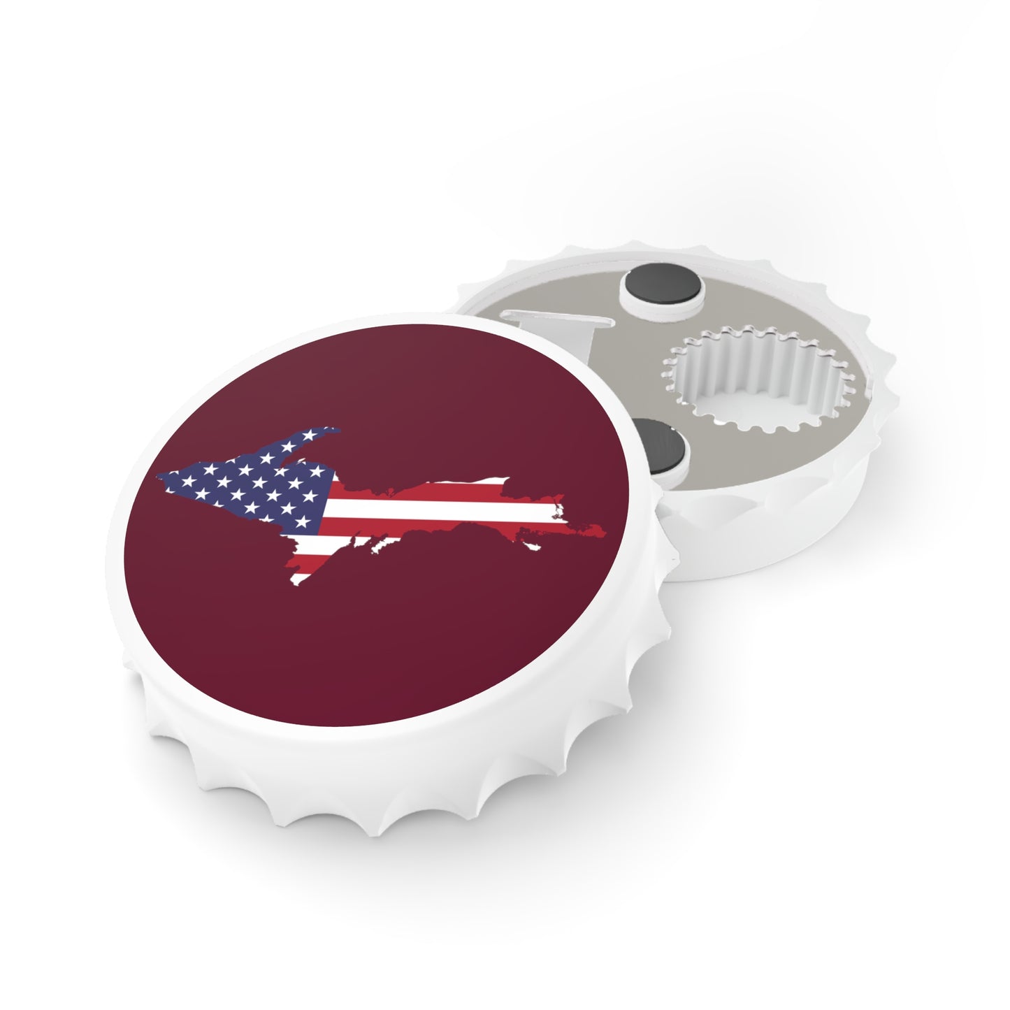 Michigan Upper Peninsula Bottle Opener (w/ UP USA Flag ) | Old Mission Burgundy