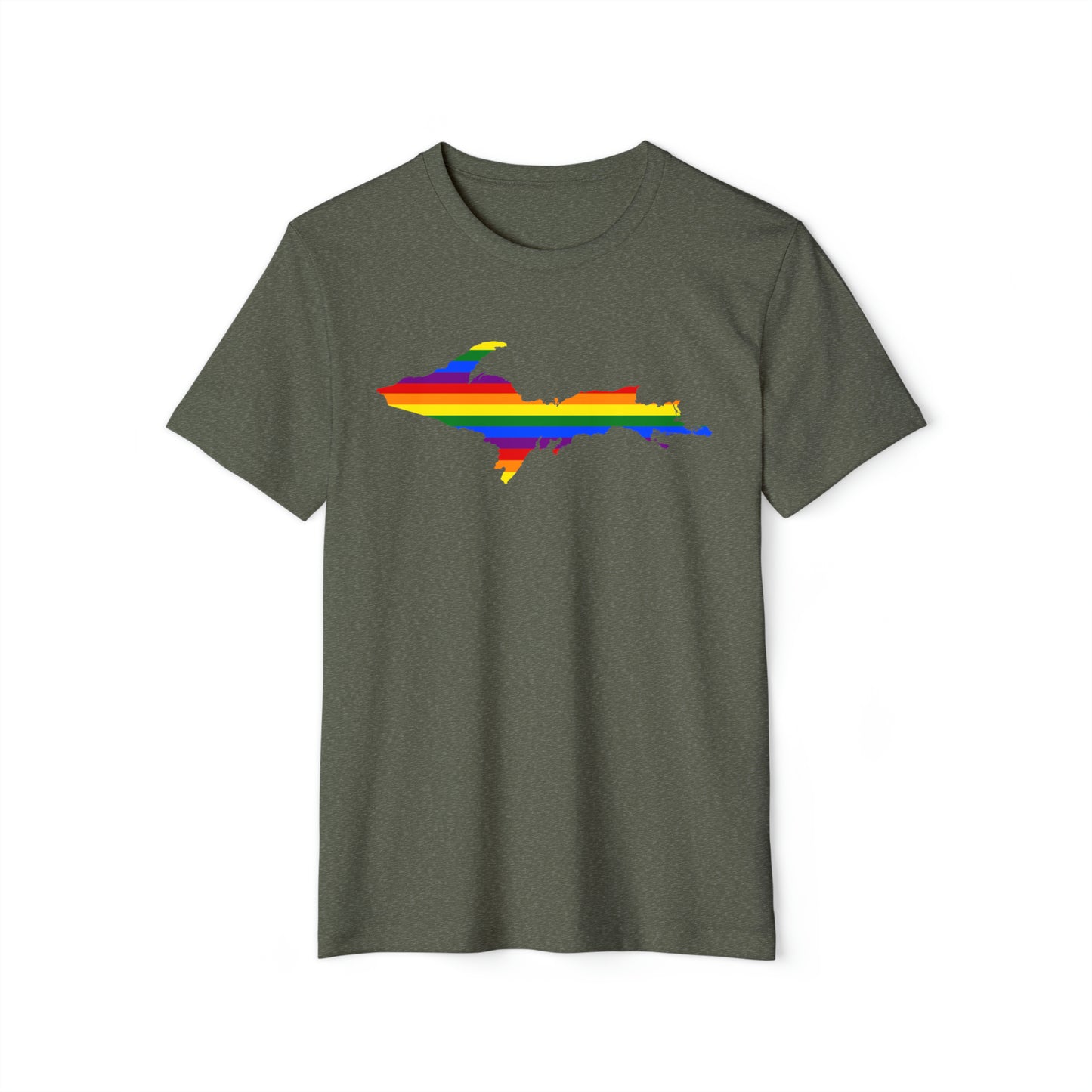 Michigan Upper Peninsula T-Shirt (w/ UP Rainbow Pride Flag) | Unisex Recycled Organic