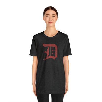 Detroit 'Old English D' T-Shirt (Ore Dock Red) | Unisex Standard