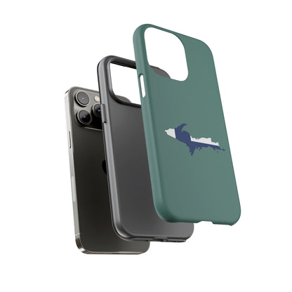 Michigan Upper Peninsula Tough Phone Case (Copper Green w/ UP Finland Flag Outline) | Apple iPhone