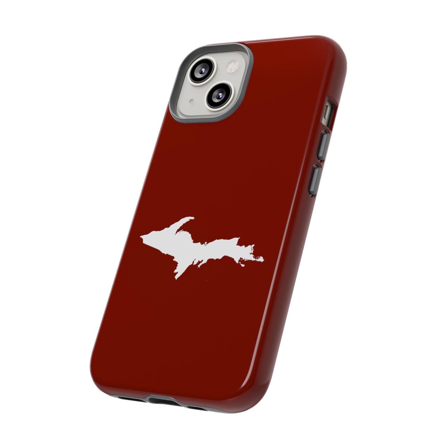 Michigan Upper Peninsula Tough Phone Case (Traverse Cherry Red w/ UP Outline) | Apple iPhone