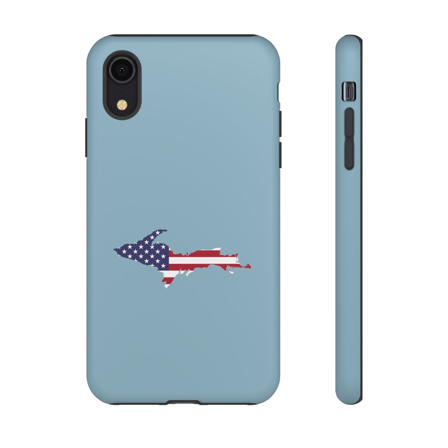 Michigan Upper Peninsula Tough Phone Case (Opal Blue w/ UP USA Flag Outline) | Apple iPhone