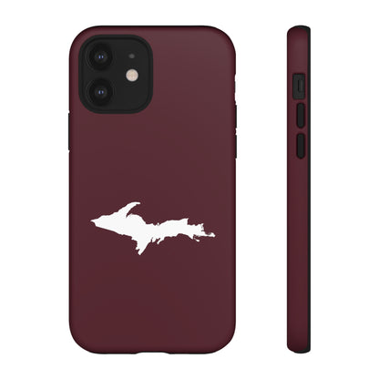 Michigan Upper Peninsula Tough Phone Case (Old Mission Burgundy w/ UP Outline) | Apple iPhone