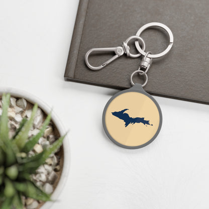 Michigan Upper Peninsula Keyring (w/ Navy UP Outline) | Maple Color