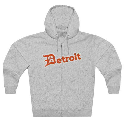 'Detroit' Hoodie (Maple Leaf Orange w/ Old English 'D') | Unisex Full Zip