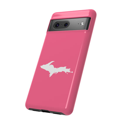 Michigan Upper Peninsula Tough Phone Case (Rhodochrosite Pink w/ UP Outline) | Samsung & Pixel Android