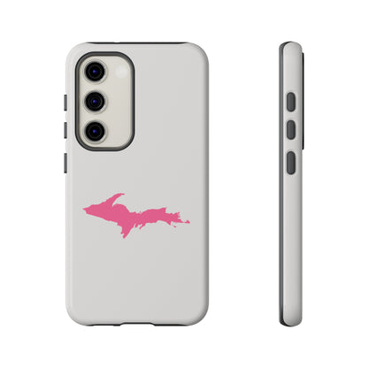 Michigan Upper Peninsula Tough Phone Case (Birch Bark White w/ Pink UP Outline) | Samsung & Pixel Android