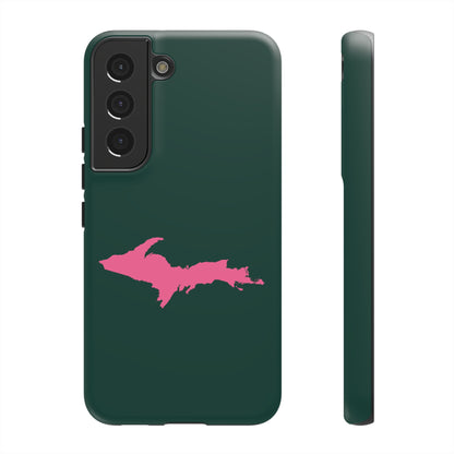 Michigan Upper Peninsula Tough Phone Case (Green w/ Pink UP Outline) | Samsung & Pixel Android