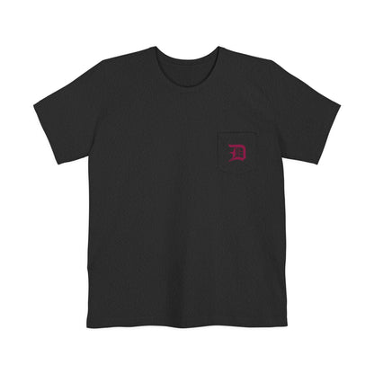 Detroit 'Old English D' Pocket T-Shirt (Ruby Red) | Unisex Standard