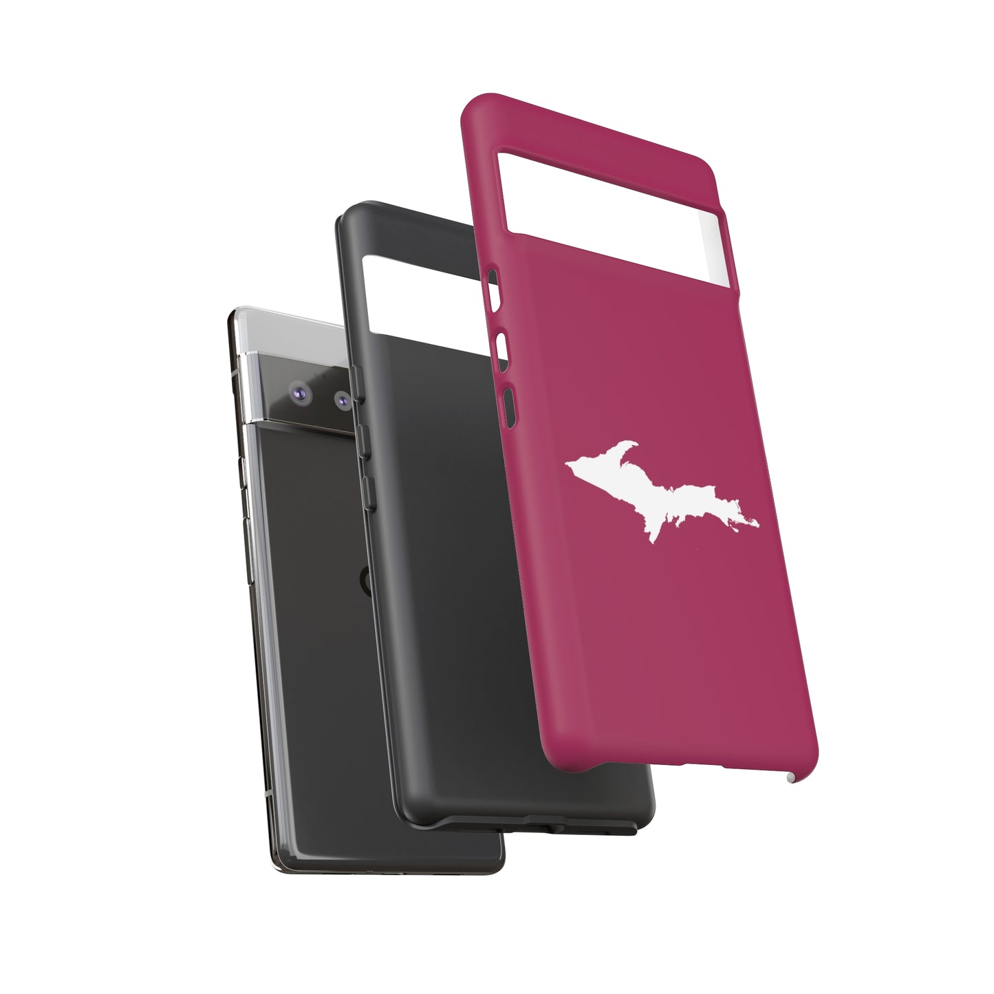 Michigan Upper Peninsula Tough Phone Case (Ruby Red w/ UP Outline) | Samsung & Pixel Android