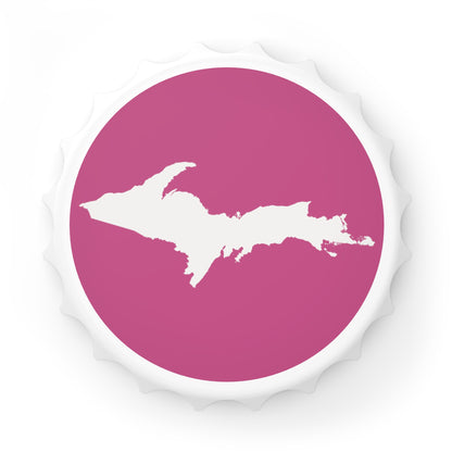 Michigan Upper Peninsula Bottle Opener (w/ UP Outline) | Apple Blossom Pink