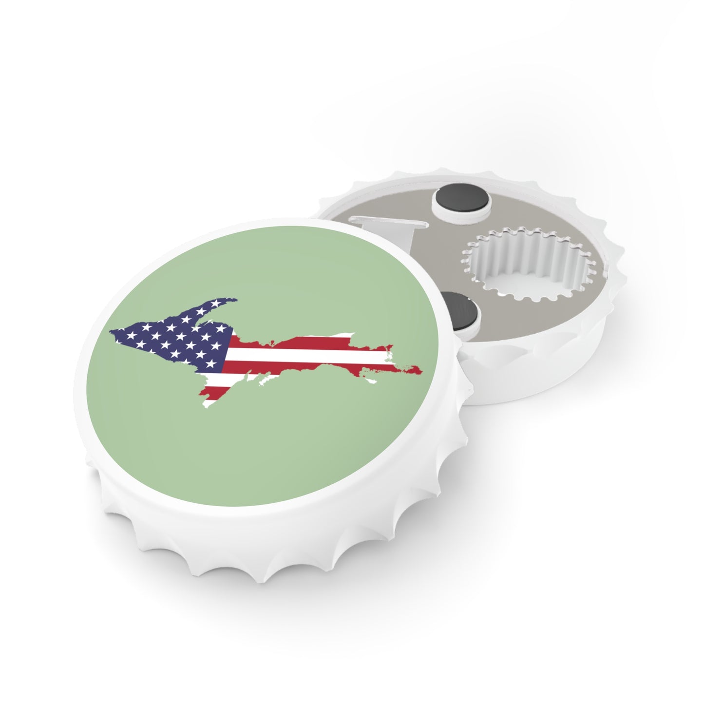 Michigan Upper Peninsula Bottle Opener (w/ UP USA Flag ) | Tea Green