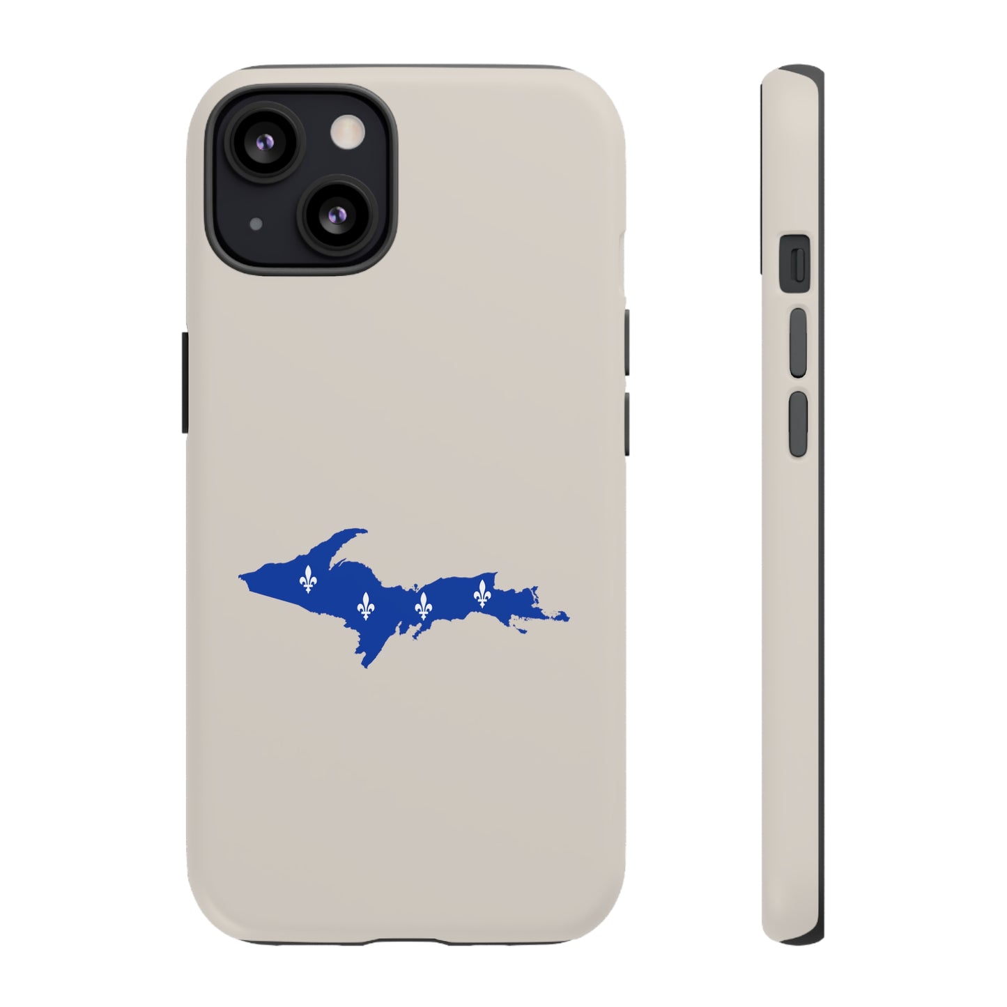 Michigan Upper Peninsula Tough Phone Case (Canvas Color w/ UP Quebec Flag Outline) | Apple iPhone