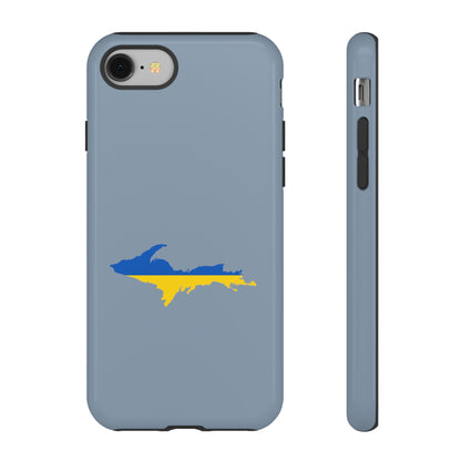 Michigan Upper Peninsula Tough Phone Case (B-24 Liberator Grey w/ UP Ukraine Flag Outline) | Apple iPhone