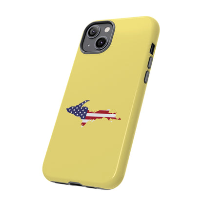 Michigan Upper Peninsula Tough Phone Case (Yellow Cherry Color w/ UP USA Outline) | Apple iPhone