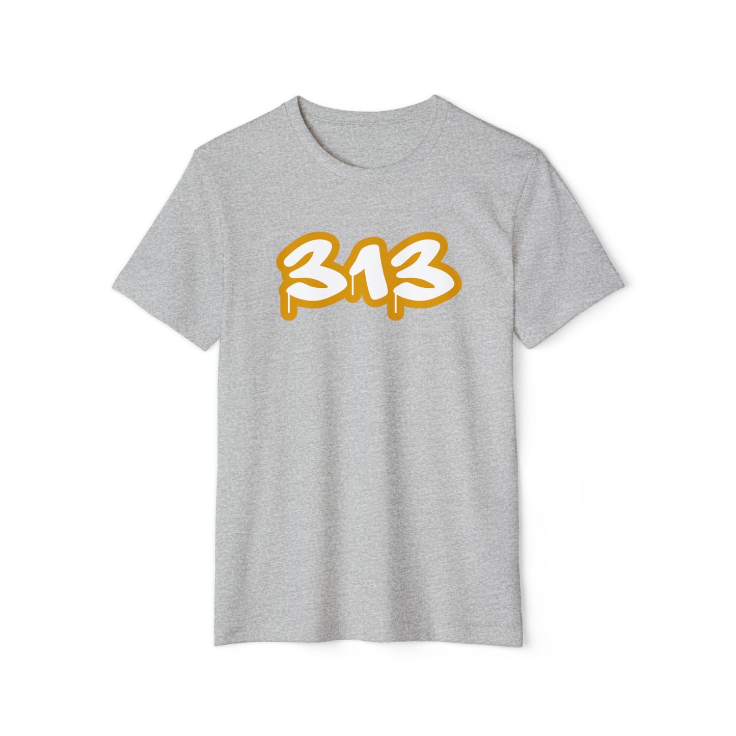 Detroit '313' T-Shirt (Tag Font w/ Gold Stroke) | Unisex Recycled Organic