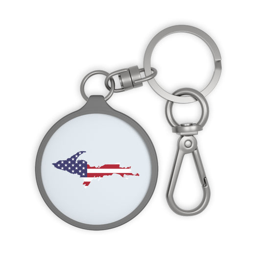 Michigan Upper Peninsula Keyring (w/ UP USA Flag) | Gossy White