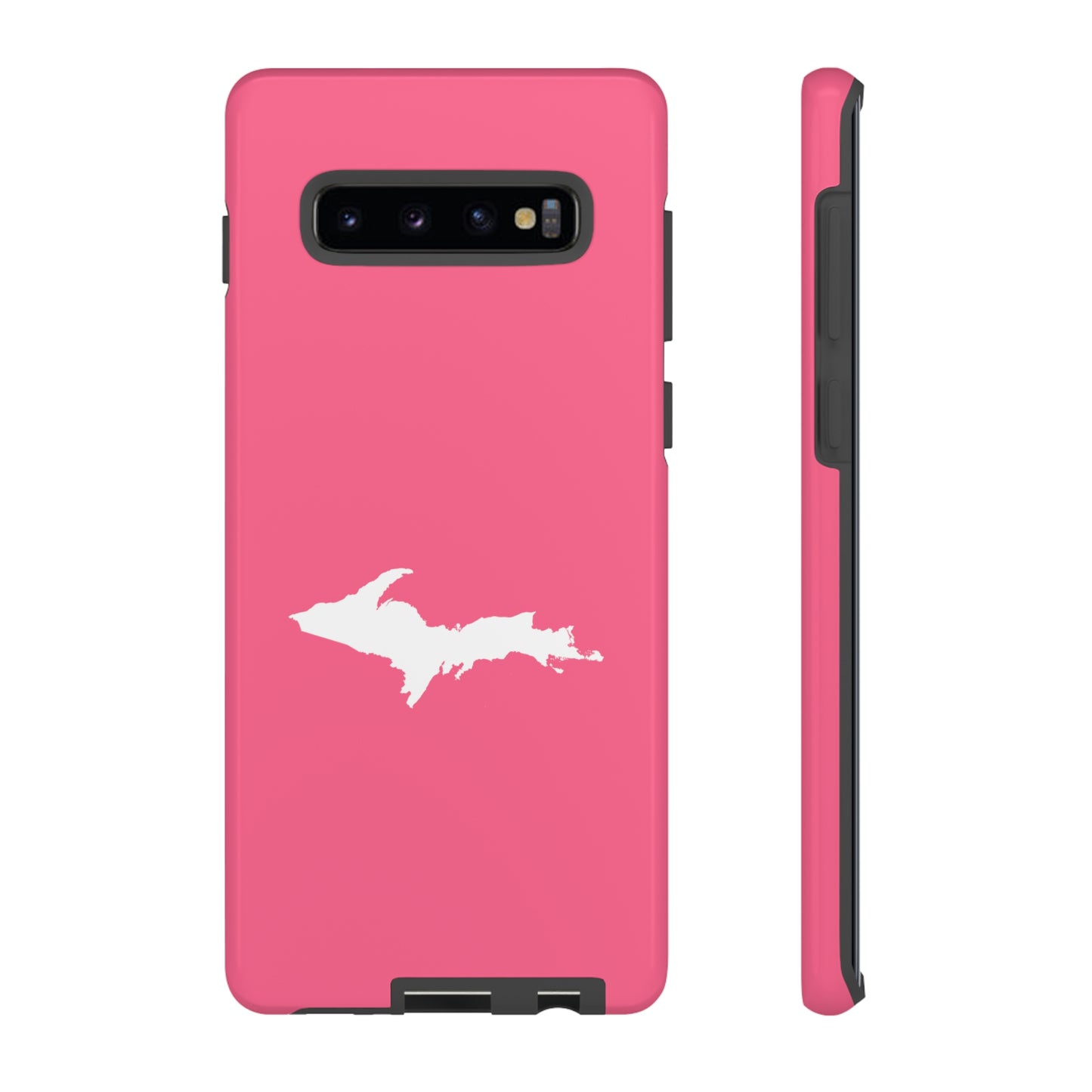 Michigan Upper Peninsula Tough Phone Case (Rhodochrosite Pink w/ UP Outline) | Samsung & Pixel Android