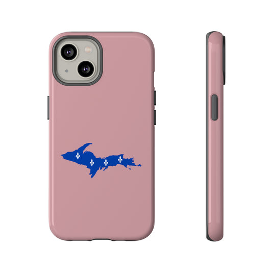 Michigan Upper Peninsula Tough Phone Case (Cherry Blossom Pink w/ UP Quebec Flag Outline) | Apple iPhone