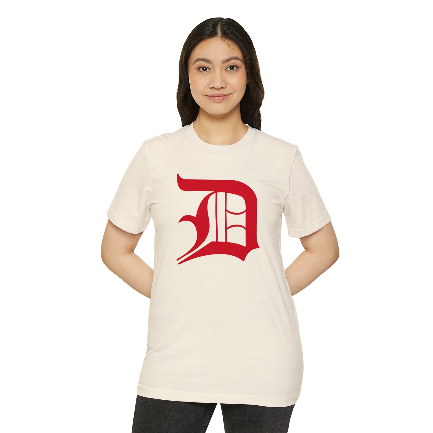 Detroit 'Old English D' T-Shirt (Aliform Red) | Unisex Recycled Organic