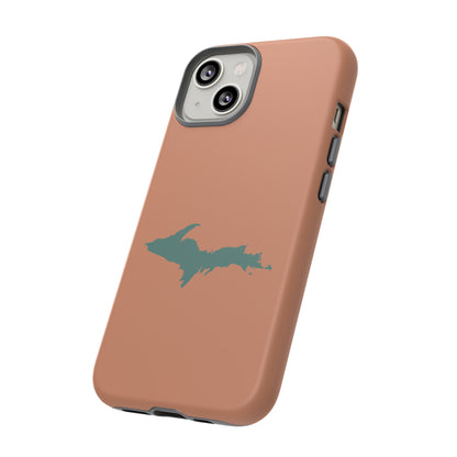 Michigan Upper Peninsula Tough Phone Case (Copper Color w/ Copper Green UP Outline) | Apple iPhone