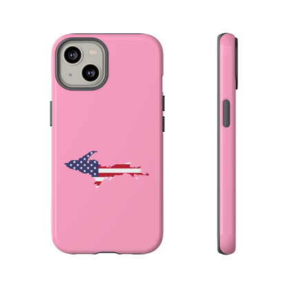 Michigan Upper Peninsula Tough Phone Case ('67 Caddie Pink w/ UP USA Flag Outline) | Apple iPhone