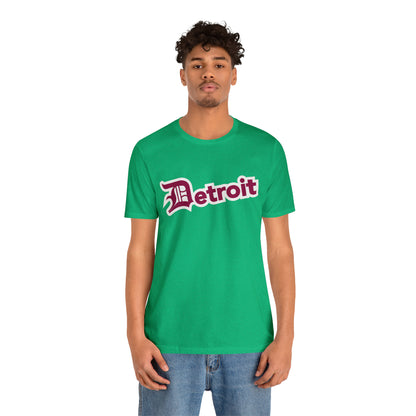 'Detroit' T-Shirt (Ruby Red w/ Old English 'D') | Unisex Standard