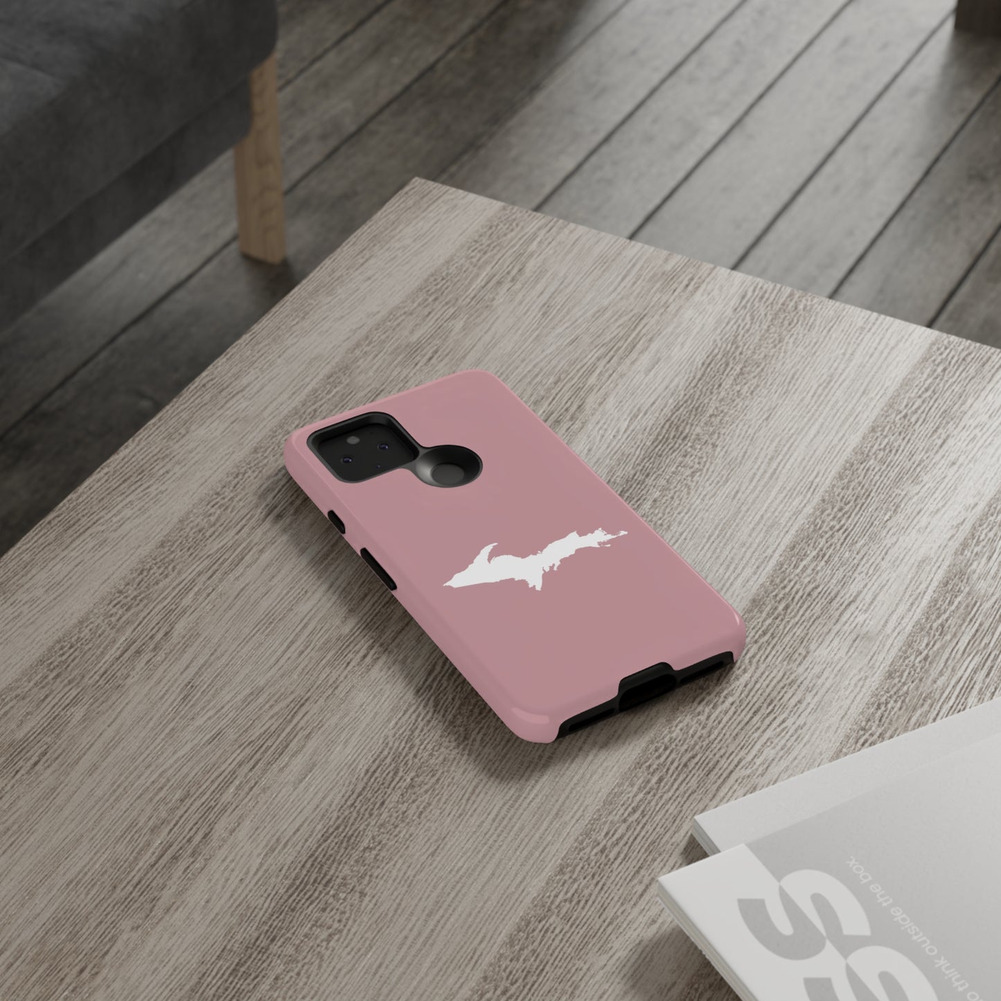 Michigan Upper Peninsula Tough Phone Case (Cherry Blossom Color w/ UP Outline) | Samsung & Pixel Android