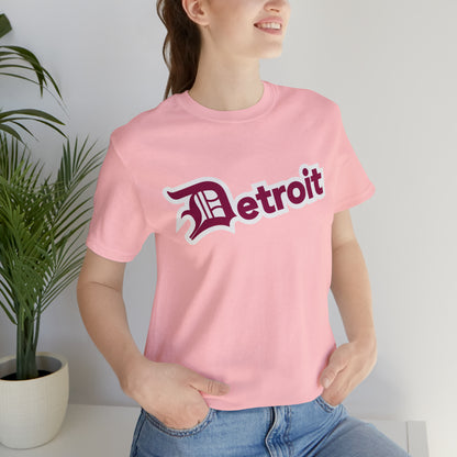 'Detroit' T-Shirt (Ruby Red w/ Old English 'D') | Unisex Standard