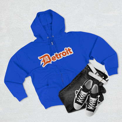 'Detroit' Hoodie (Maple Leaf Orange w/ Old English 'D') | Unisex Full Zip