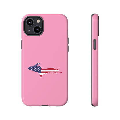 Michigan Upper Peninsula Tough Phone Case ('67 Caddie Pink w/ UP USA Flag Outline) | Apple iPhone